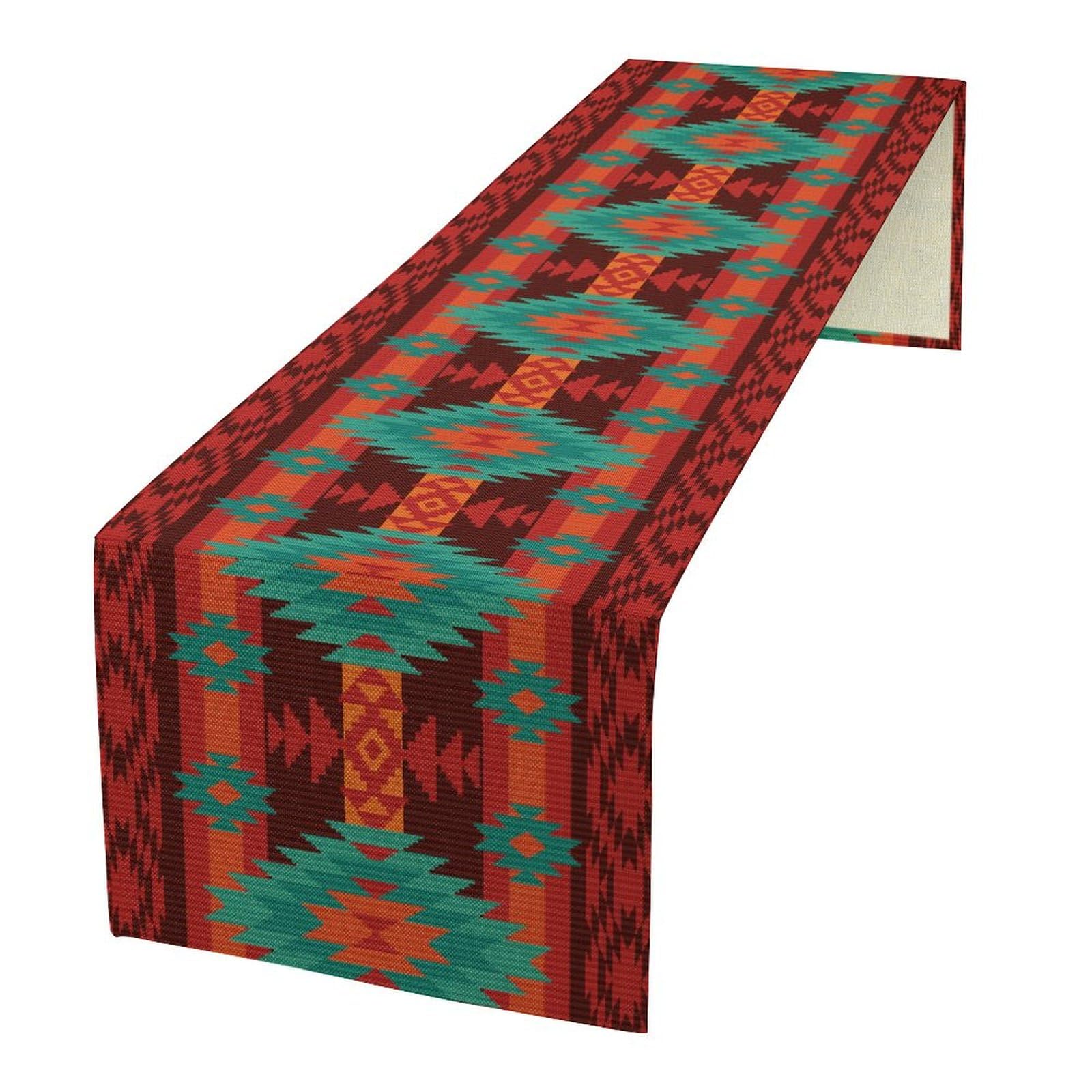 Aztec Table Runner,Native American Ethnic South Western Navajo Mexican Decor Boho Geimetric Table Runner Tribal Table Setting Decor for Garden Farmhouse Wedding 13x36 Inch
