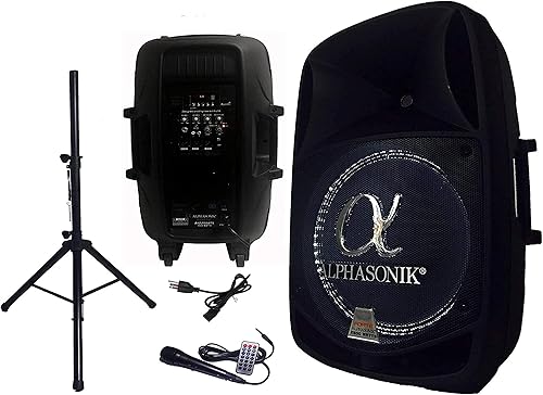 Alphasonik - Parlante amplificado de 800W PRO DJ de 6 pulgadas, con Bluetooth, tarjeta USB SD AUX MP3 FM Radio PA, sistema Led Ring Karaoke con Mic