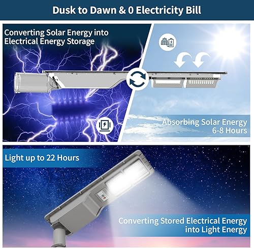Miniatura 4 de Luz solar de calle 1600 W luz de inundación al aire libre 228000LM 6500K sensor de movimiento del atardecer al amanecer con APP IP67 impermeable