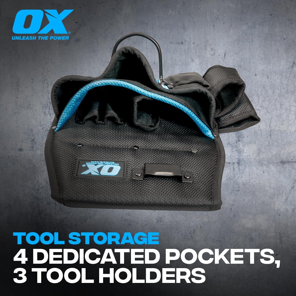OX Tools Pro Dynamic Nylon Drywall Pouch with 4 Pockets & 3 Tool Holders – UV and Water Resistant​