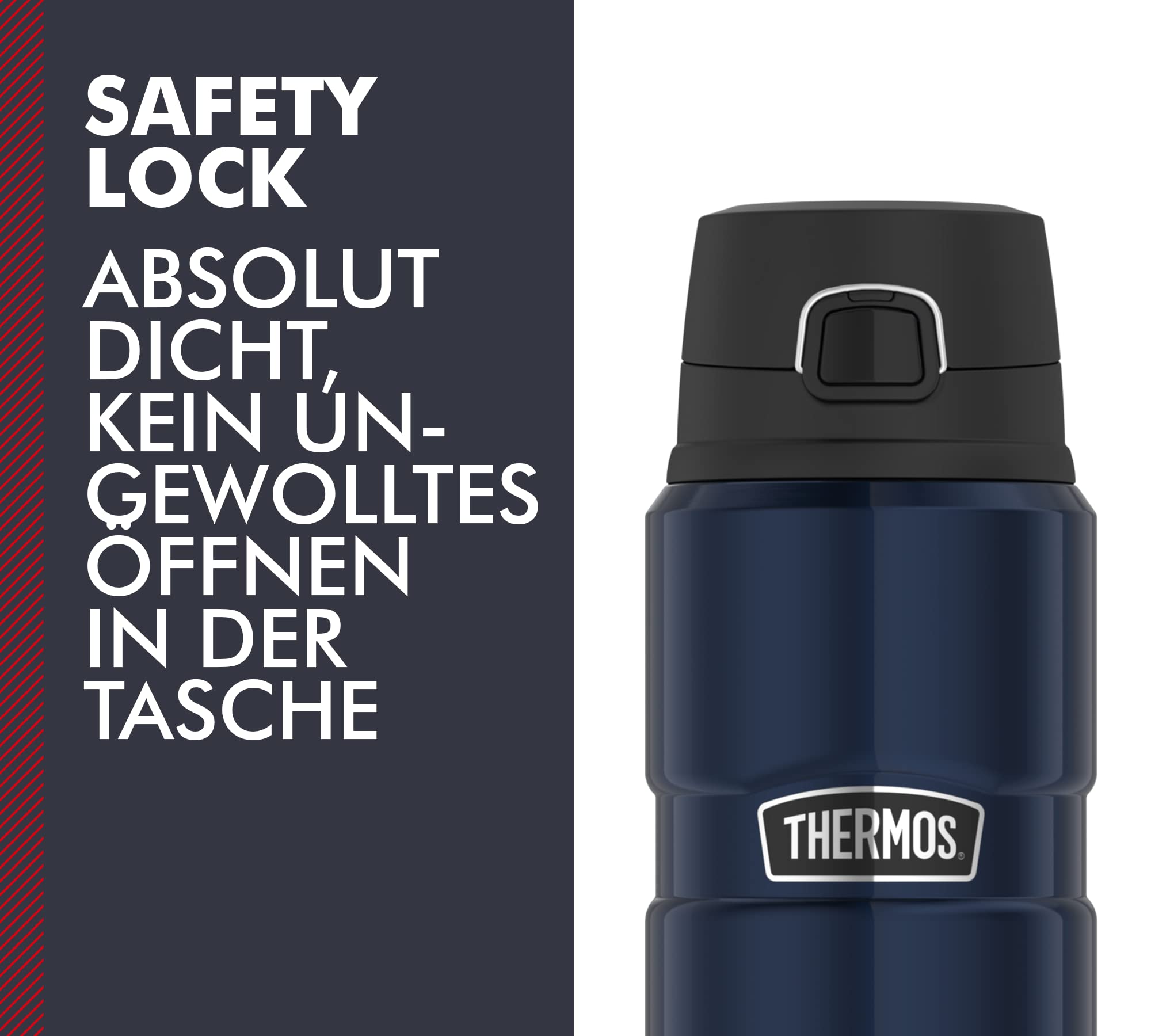 THERMOS STAINLESS King termos niebieski, 0,70 l – stal nierdzewna, absolutnie szczelna, ciepła przez 15 h i zimna przez 24 h, nadaje się do mycia w zmywarce, butelka na herbatę, kawę i wodę, nie