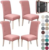 Vista 40 de SPRINGRICO Paquete de 2 fundas para sillas de comedor con cinturón de seguridad, fundas elásticas para sillas Parsons lavables, fundas protectoras