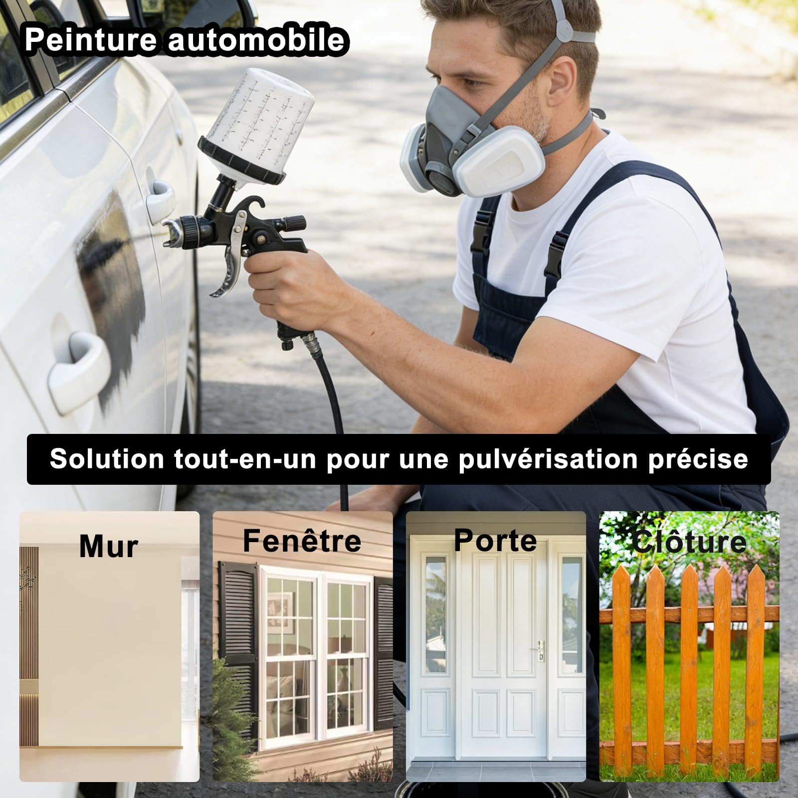 HVLP Professionnel Pistolet à Peinture avec 10 gobelets jetables de 650 ML, Pistolet Peinture Air Comprimé 3 Buses 1,4/1,7/2,0/2.5mm et Accessoires, HVLP Meubles Voiture de réparation