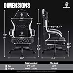 Dowinx Gaming Chair Fabric with Pocket Spring Cushion, Ergonomic Computer Chair with Footrest, Gamer Chair for Adults, Home Office Game Chair with Massage Lumbar Support(Gray Black)