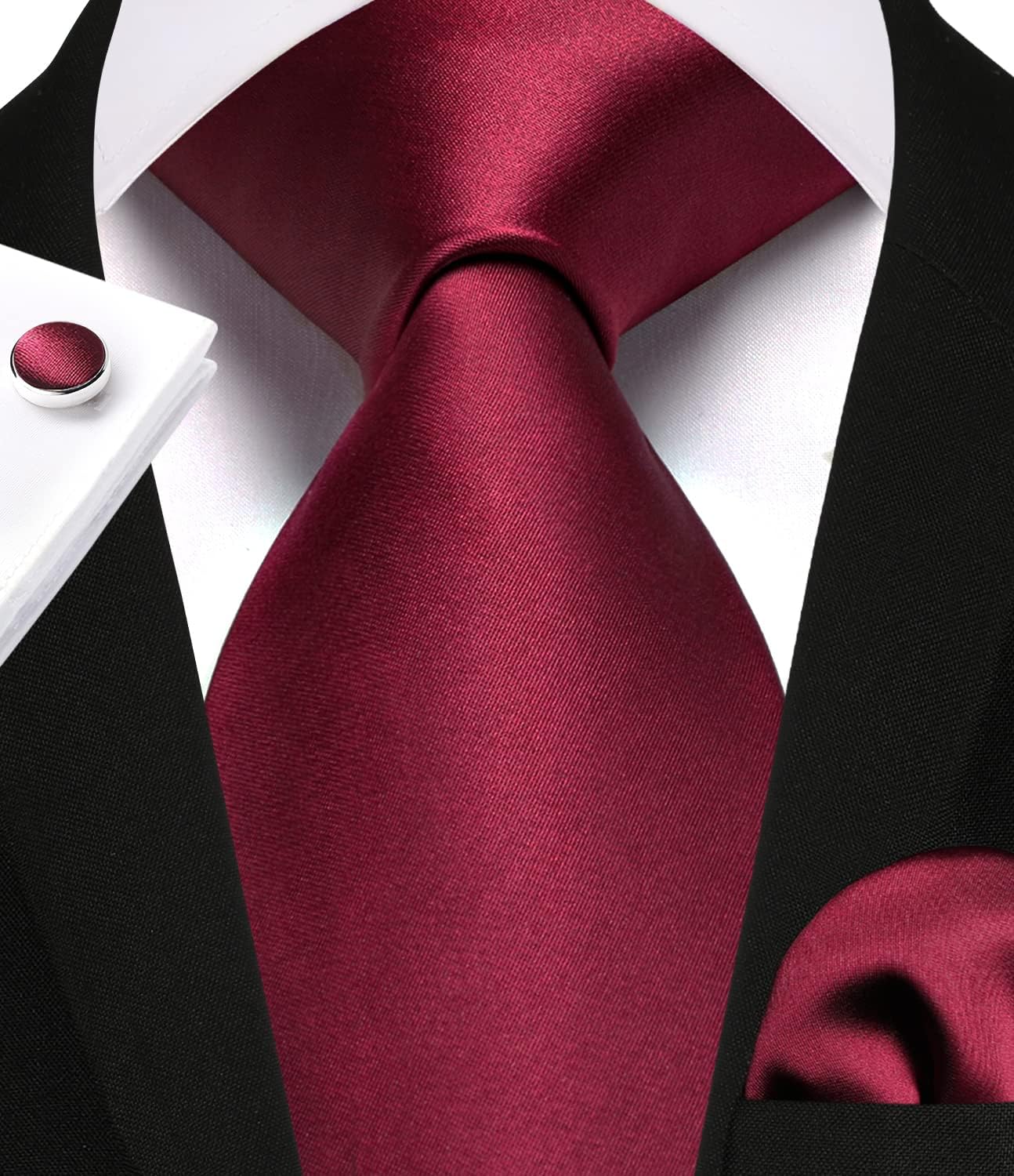 Enlision Mens Ties Solid Color Satin Necktie Ties for men Handkerchief Cufflinks Pocket Squares for Wedding - Image 7