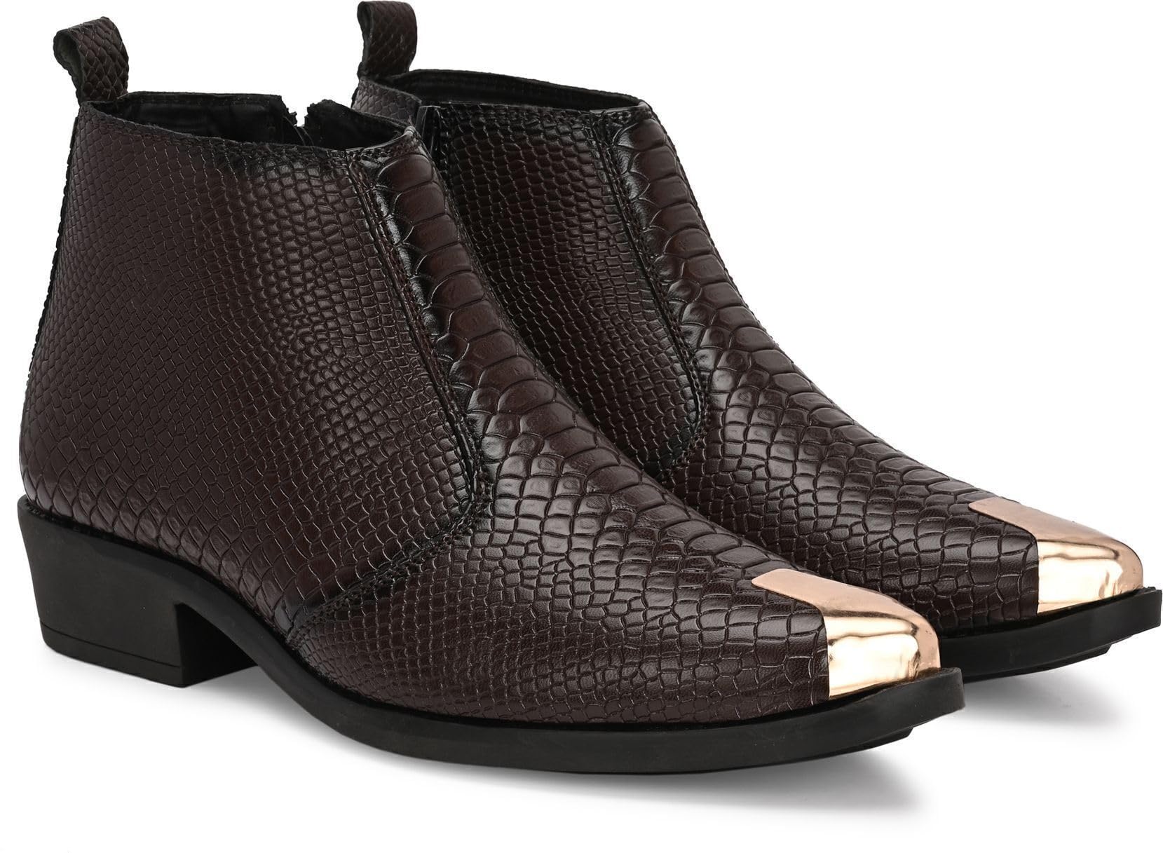 Men's Textured Side Zipper Ankle Boots with Metal Toe Cap Stylish Durable Boots for Men Casual Formal Wear Comfortable Daily Wear Shoes-image-21
