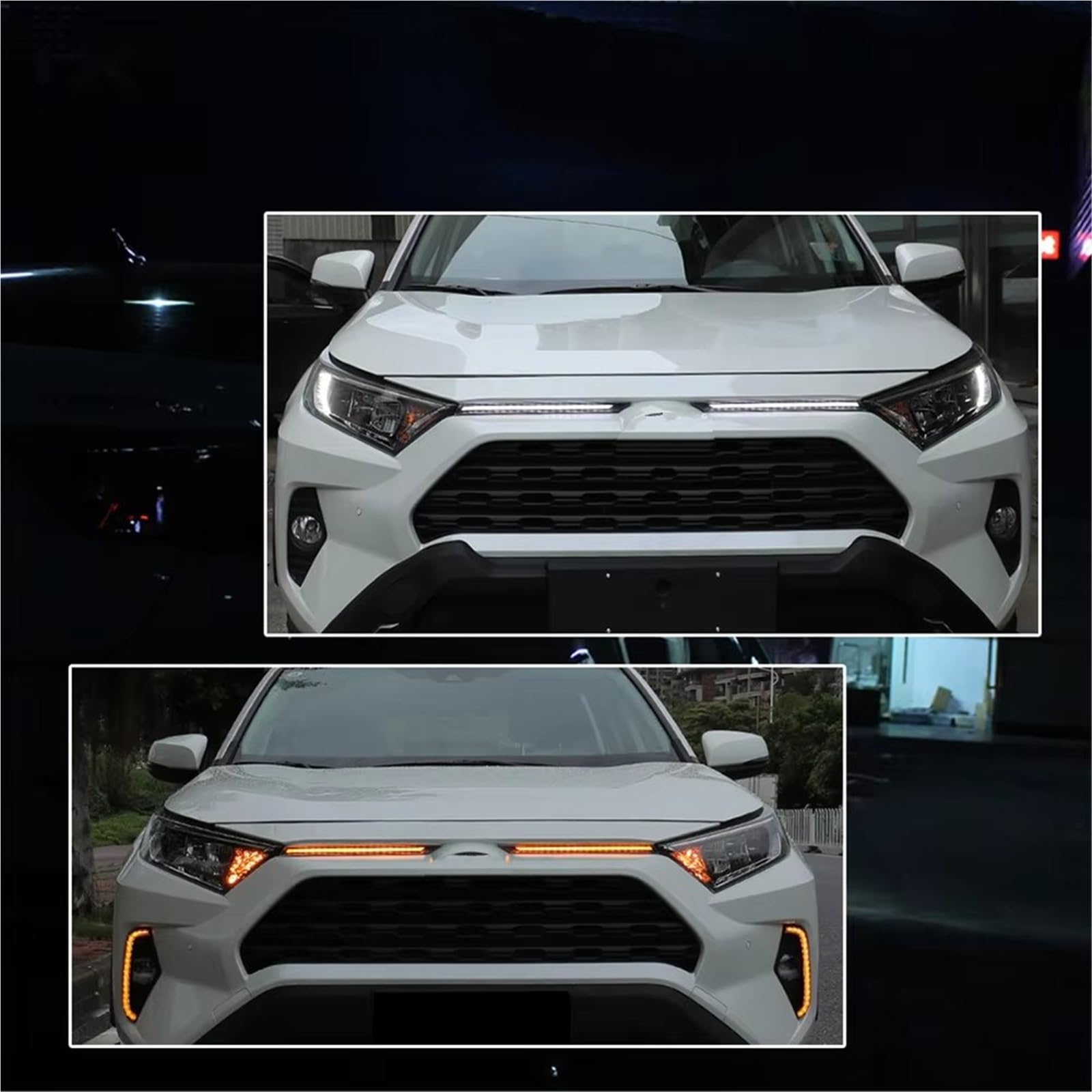 Generico Frecce Auto Per Toyota Per RAV4 2019 2020 2021 LED Bianco Anteriore Vano Motore Cofano DRL Luci Marcia Diurna Ambra Indicatori Direzione Indicatori di direzione(Smoked Lens)