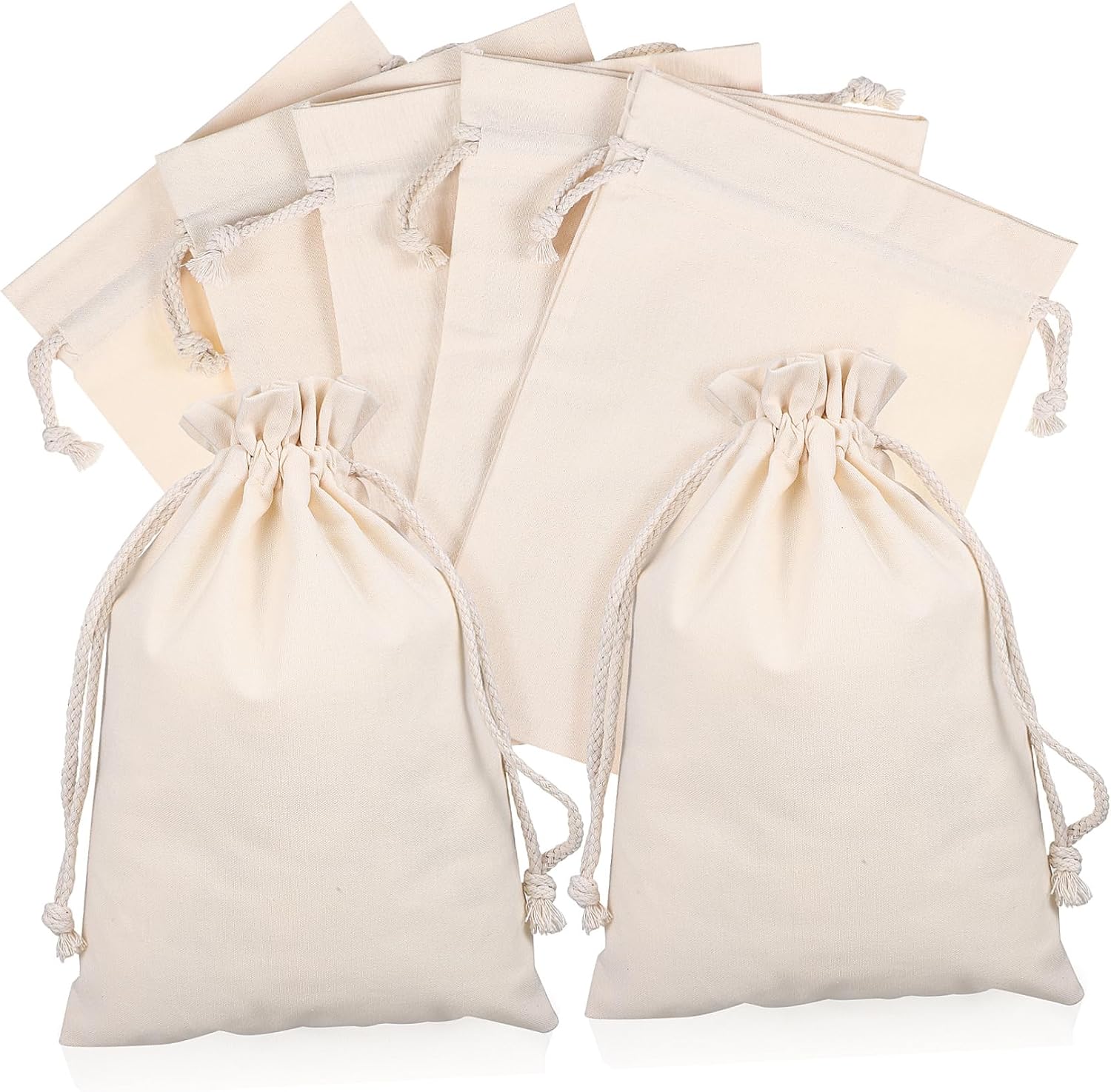 Levemolo 10pcs Muslin Drawstring Pouches for Jewelry Diy Cotton Drawstring Bags Bag Mesh Storage