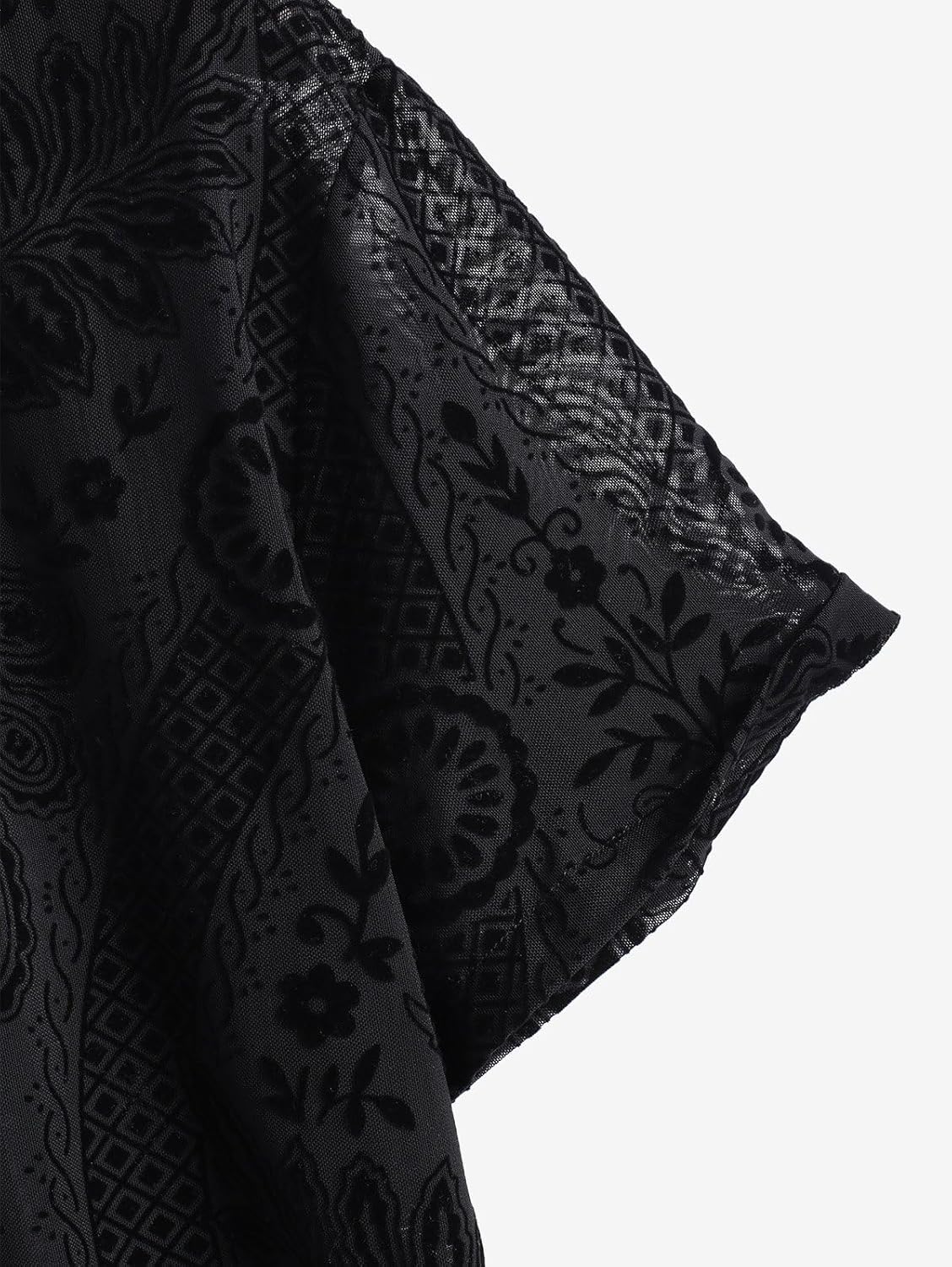 Men's Satin Floral Jacquard Shirt – Short Sleeve Button Down for Casual & Party Wear - Image 6