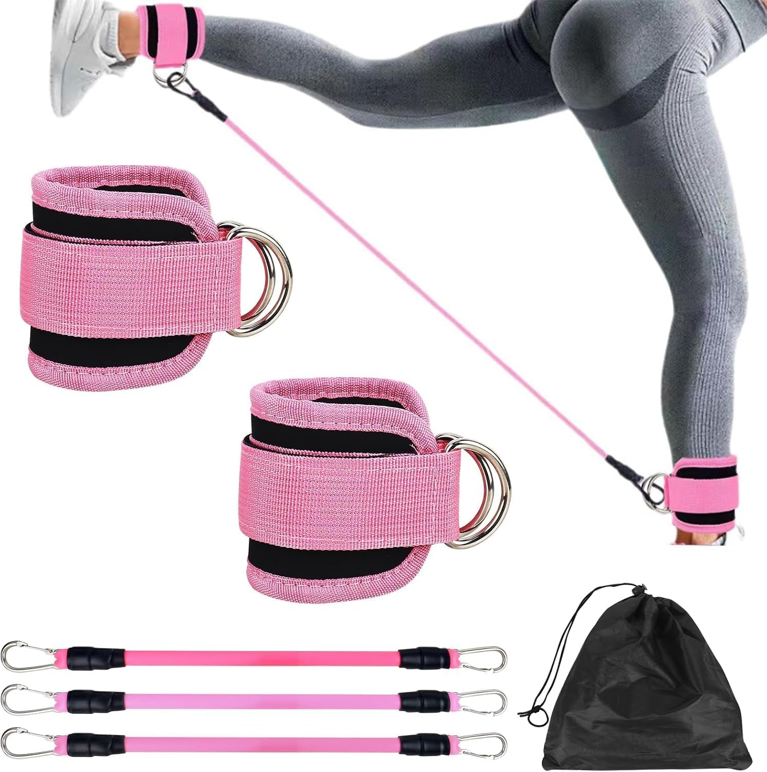 Ankle Resistance Bands with Cuffs, Ankle Bands for Working Out, Legs and Glutes Workout Equipment, Resistance Bands Set for Home Workouts, Gym, Kickbacks Hip Fitness Training
