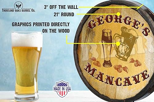 Vista 49 de THOUSAND OAKS BARREL CO. Personaliza el letrero de un cuarto de barril con cócteles de gato negro, barril de vino hecho de madera de roble de alta