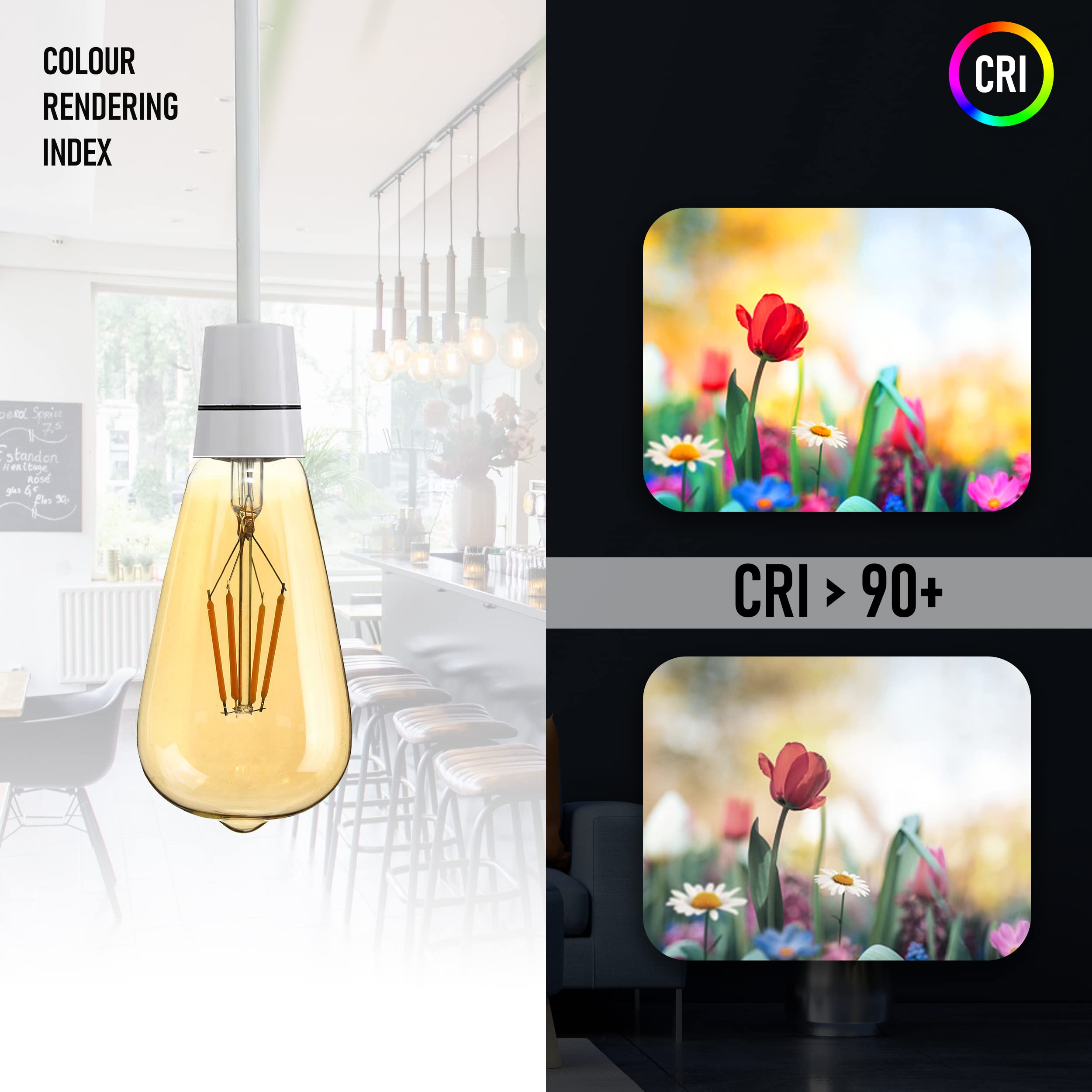 LEDSone Vintage LED Edison Bulbs 4W E27 Base Warm White 2700K Decorative Filament Light Bulb Amber Glass Energy Saving & Dimmable Ideal for Home Restaurant - Image 4