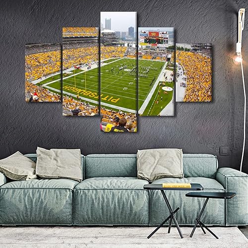Vista 79 de Cuadros de estadios deportivos de fútbol americano de Minnesota, cuadros de vikingos, 5 paneles, lienzo para pared, arte de pared del estadio
