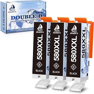 3-Pack PGI-580 580 PGBK XXL Black Ink Cartridges for Canon PGI-580XXL PGI-580XL, work with Canon Pixma TS6350 TS705 TS702 TS8350 TS8250 TS8151 TS9150 TR8550 TR7550 TS6150 TS6250 TS9550 TS8351