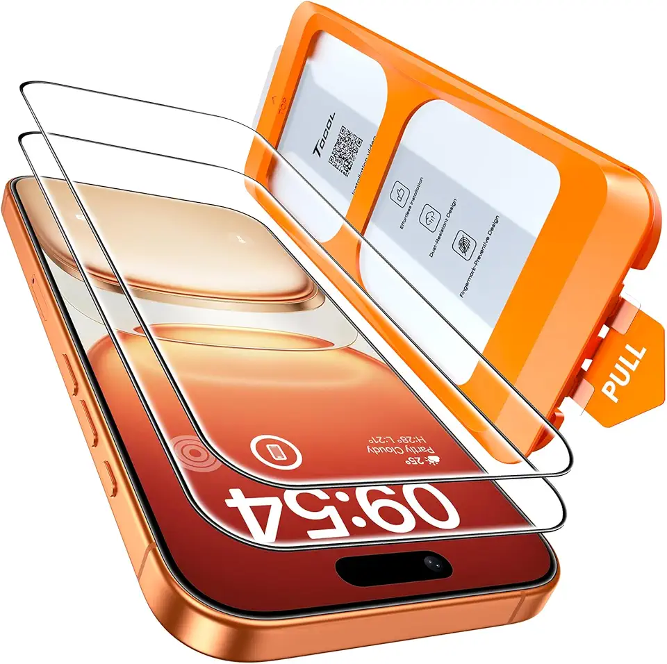 TOCOL for iPhone 17 Pro Max Screen Protector/16 Pro Max Screen Protector 6.9 inch 9H Hardness Military Grade Shatterproof HD Tempered Glass, Full Coverage Easy Installation, Case Friendly, 2 Pack Global Recycled Standard