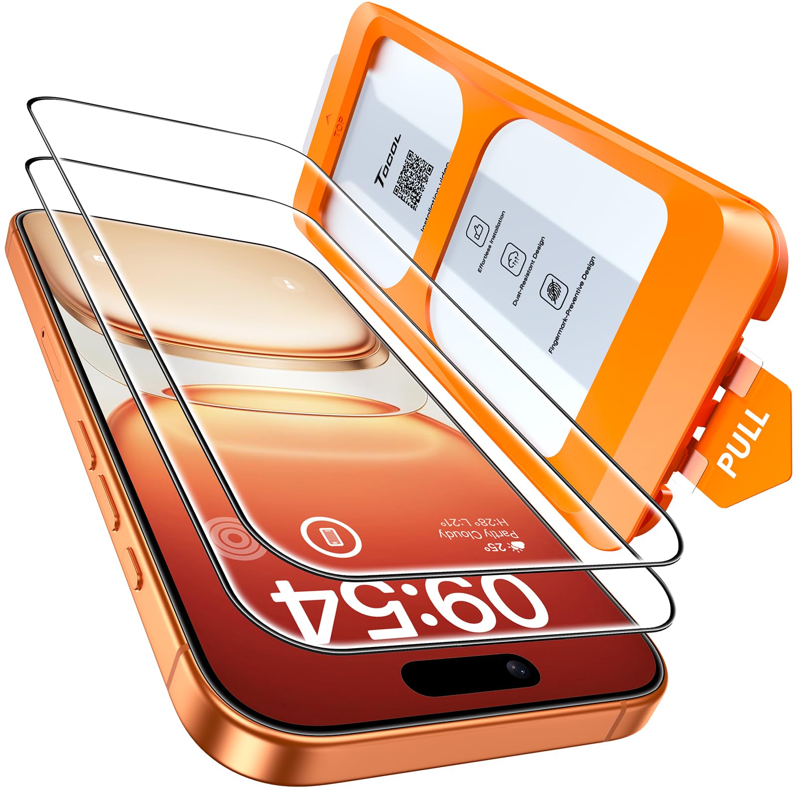TOCOL Pellicola Vetro Temperato per iPhone 17 Pro Max/iPhone 16 Pro Max, Rimozione Automatica Della Polvere, Senza Bolle, Durezza 9H, Copertura Completa, Compatibile con Custodie, 2 Pezzi