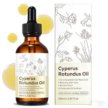 Cyperus Rotundus Oil, Natural Cyperus Rotundus Oil for Hair Removal, Reduces Body Hair Growth, Moisturizes & Soothes The Skin, Shrinkes Pores, Suitable for All Skin Types, 2.02 Fl oz