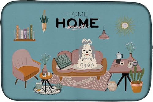 Miniatura 270 de Caroline's Treasures CK7824DDM - Tapete absorbente para secado de platos con diseño de bulldog inglés, rojo y blanco, para encimera de cocina, 14 x