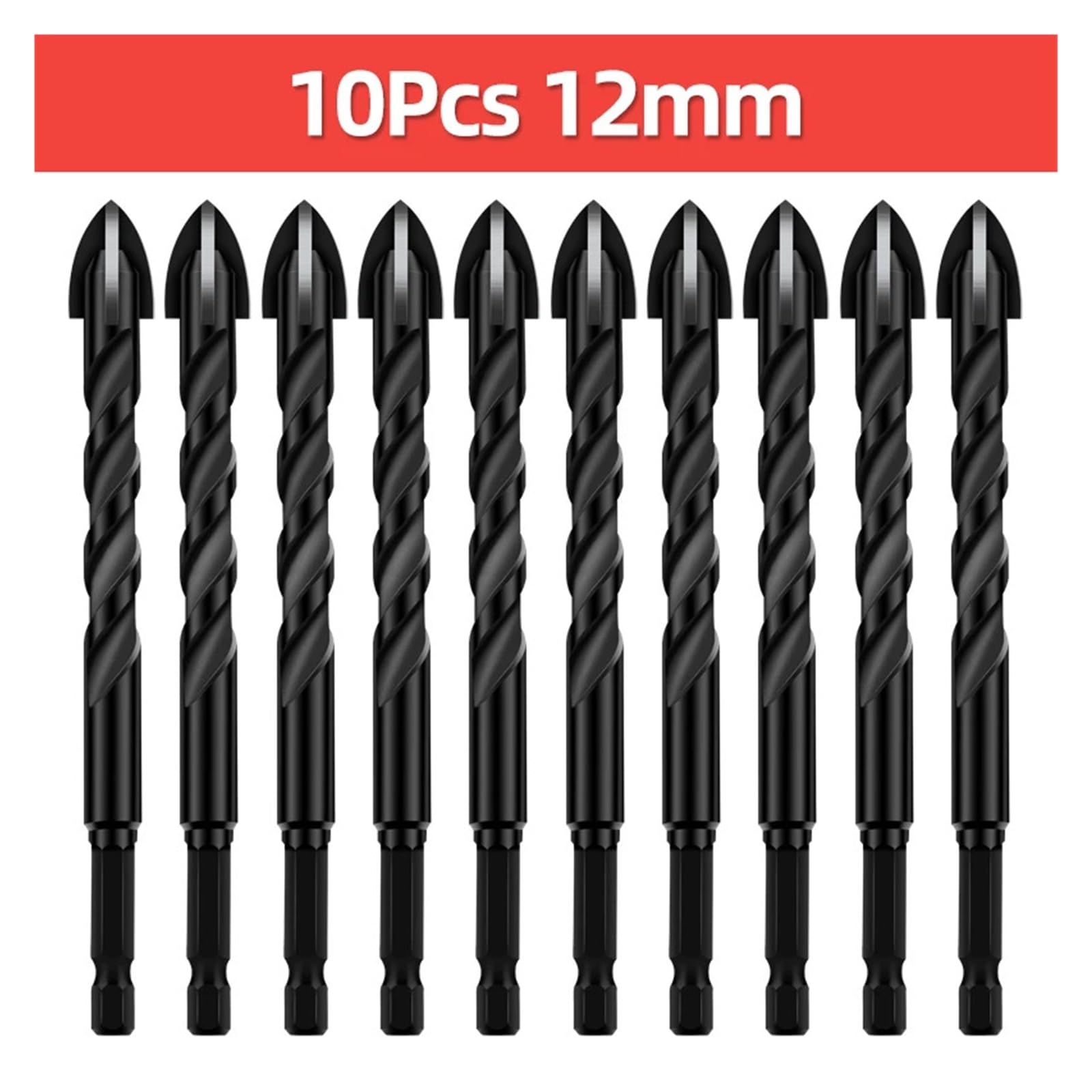 Juego de brocas hexagonales cruzadas for herramientas perforación metal, kit carburo(10pcs 12mm)