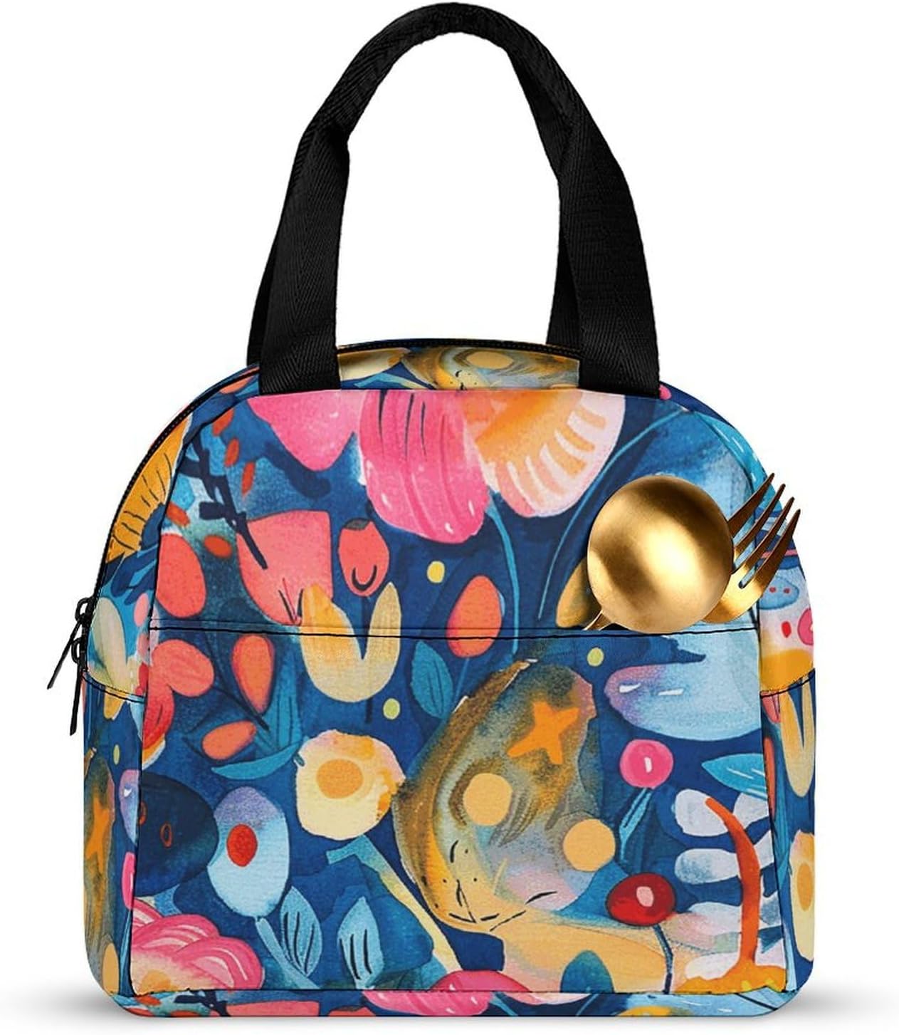 Lunch Bag for Adults Popular Art Style Lunch Box for Women Men Insulated Lunch Tote Bag Leakproof Cooler Bag Reusable Lunchbox Lunch Organizer for Work Picnic Beach image 3