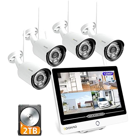 Amazon Co Jp 300万画素 録音 Soohao 防犯カメラ ワイヤレス 屋外 12インチモニター付きwifi 防犯カメラ セット 無線 ４台 2tb ワイヤレス防犯カメラ 12インチモニター 8台まで増設可能 録音機能搭載 暗視 防水 遠隔監視 Wifi ワイヤレス 防犯 監視カメラ セット