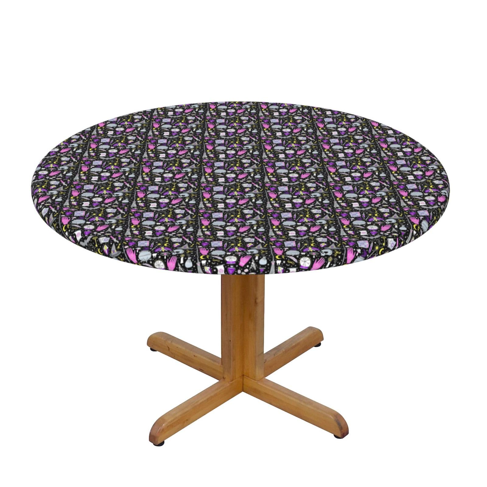 PPHGUT Magic Witch Witchcraft Bohemian Drawing Print Round Tablecloth Family Table Cover Kitchen Wedding Party Everyday Outdoor