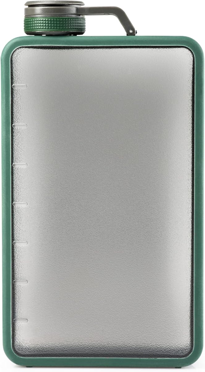 GSI Outdoors Boulder Flask, Shatter-Resistant, Leakproof Hip Flask with Clear Body & Silicone Grip, BPA-Free Bottle for Hiking, Camping & Travel