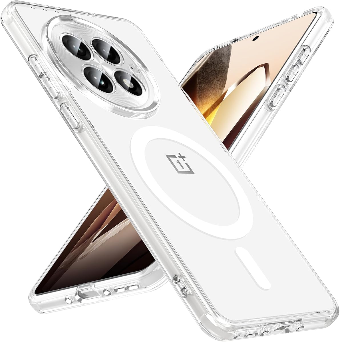 Funda magnética para OnePlus 13 [Compatible con MagSafe] Translúcida a prueba de golpes Slim Fit Grado militar Protección a prueba de caídas Funda para teléfono antihuellas para OnePlus 13 5G 2025 (Transparente)