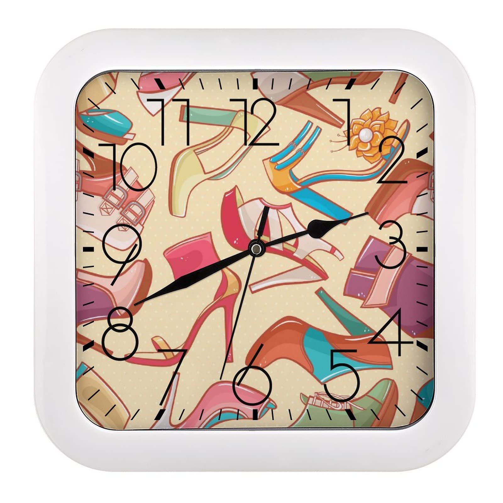 Horloge Murale Carrée 26x26cm à Grands Chiffres pour Salon et Cuisine
