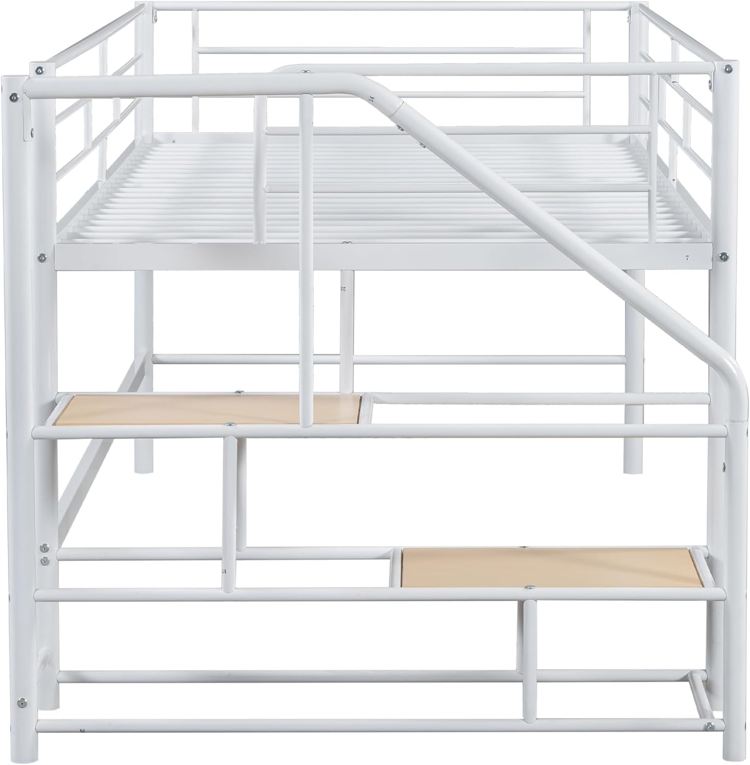 Merax Junior Metal Low Loft Bed Frame for Girls Boys, Space Saving/Easy Assemble White