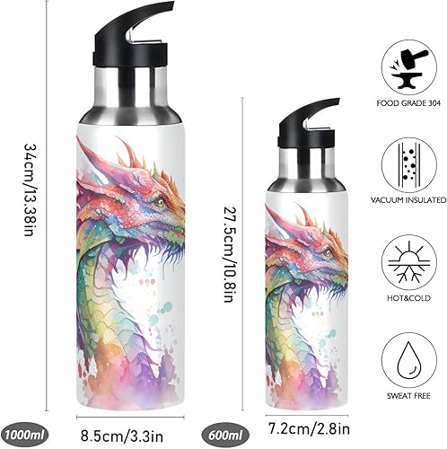 Vista 118 de Botella de agua amarilla para niños y niños, con aislamiento de acero inoxidable, para agua fría y caliente, con tapa con pajilla, para deportes