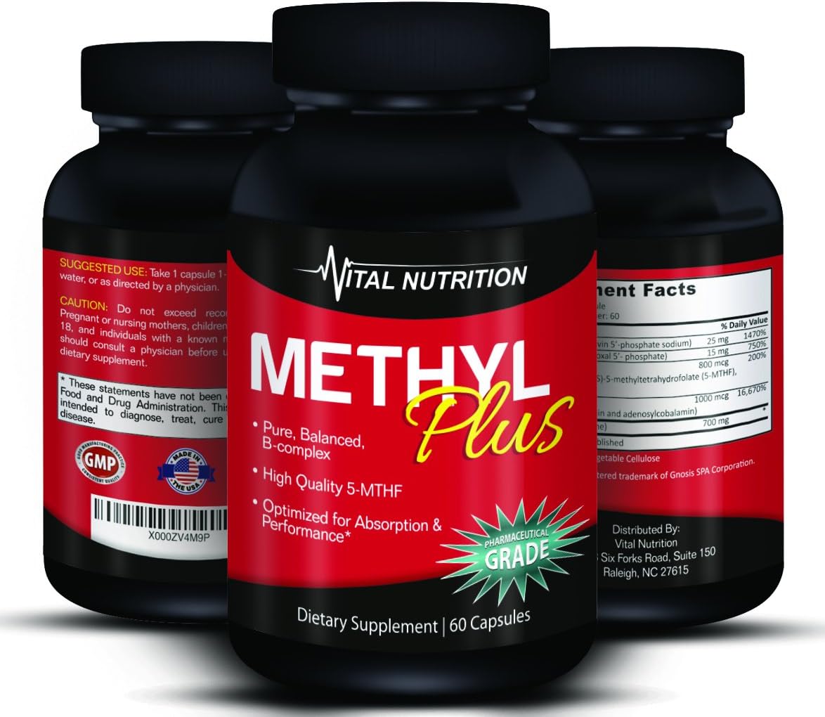 Methyl Folate 5-MTHF a Vitamin B Supreme Complex – Up to 2 Month Supply – The #1 Supplement to a Long, Healthy Life – Order Risk Free
