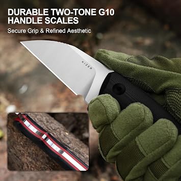 Kizer Snick Fixed Blade Knife with Sheath, 2.68 AEB-L Steel Sheepfoot Camping Knife with Black G10 Handle, EDC Knives for Hiking 1085A1