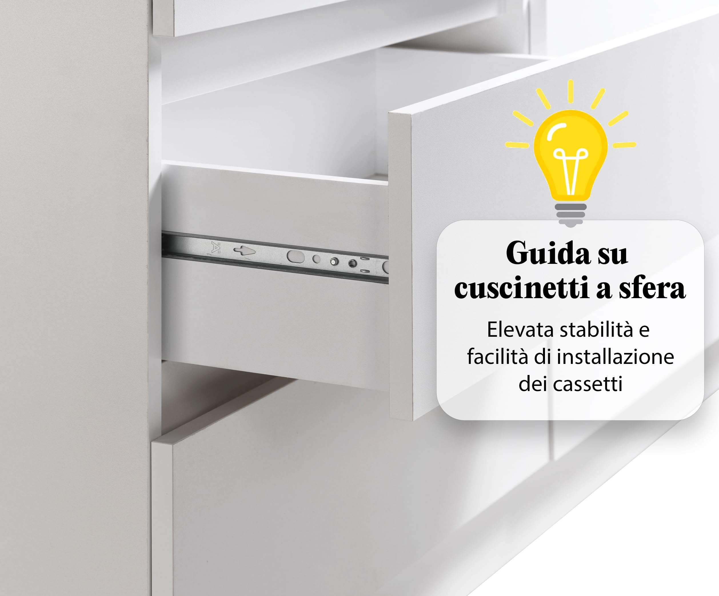 Cassettiera larga 100 cm con 6 cassetti cassettiera bianca cassettiera in legno cassettiera alta camera da letto soggiorno corridoio ufficio organizzatore larghezza 100 cm altezza 78 cm