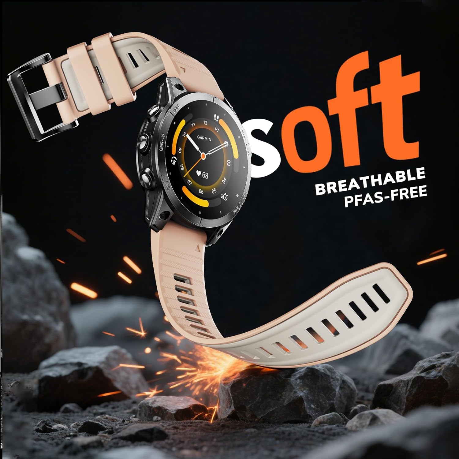 Quickfit 22mm Watch Bands for Garmin Fenix 8 47mm/7/6/5, Sports Silicone Bands Compatible with Garmin Fenix 8 Pro 47mm/7 Pro/6 Pro/5 Plus/Forerunner 935/945/955/965/Approach S60/S62/Epix 2 - Image 3