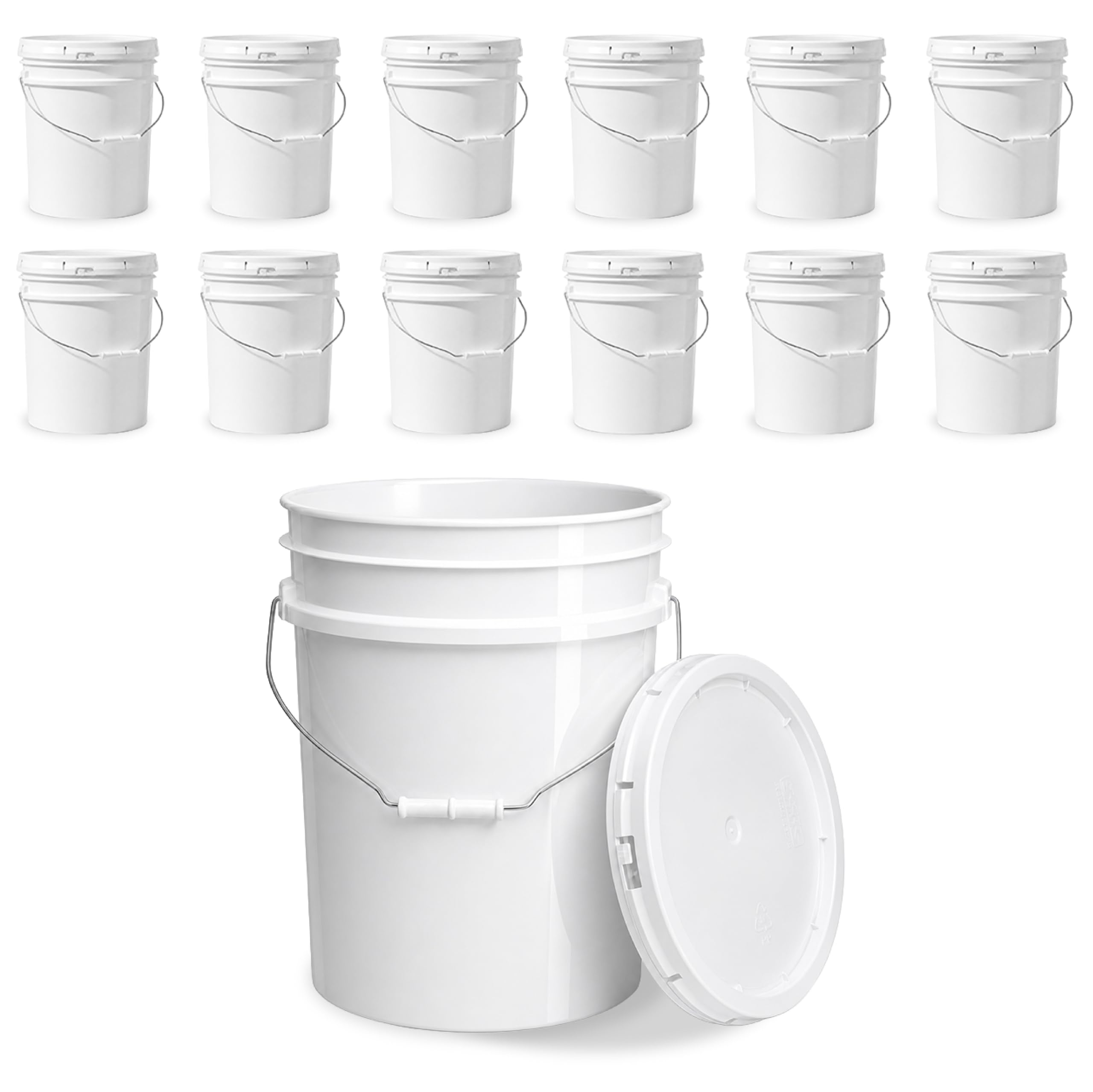 5 Gallon Bucket - Food Grade wLid BPA-Free12 Pack - White | Airtight Gasketed Tear Strip Lid Heavy-Duty 90 Mil HDPE Plastic Pail Bulk Storage Food Safe Durable Container Made in USA product thumbnail 3