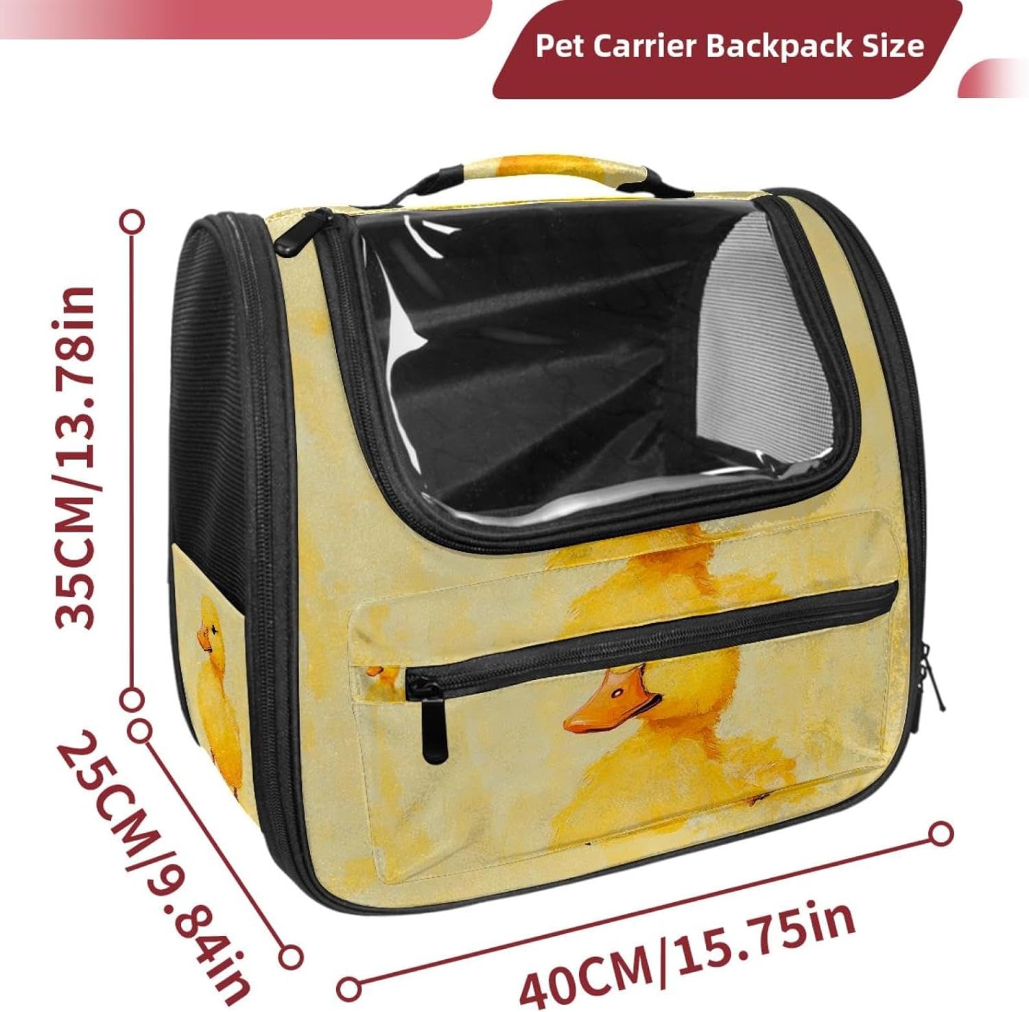 Portable Travel pet Backpack Carrier Hamster Bag Small Dog cat Carrier Breathable Hang Bag, Yellow Duck (3)