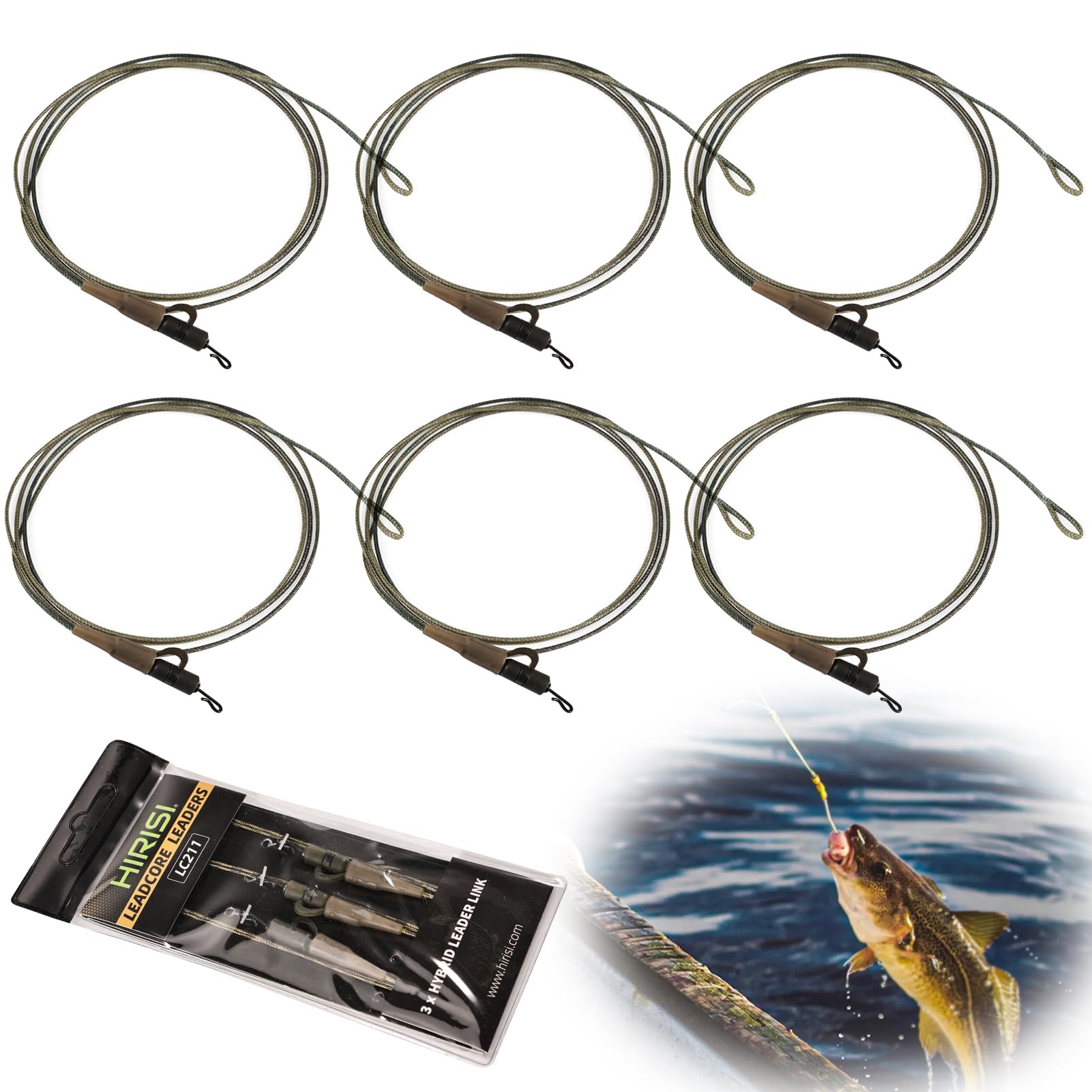 Editbar 6PCS Karpfen Angelzubehr  Carp Ready Hair Weitwurf Rig Set, 64 cm  Vorfach mit Wirbel, 45 lb Tragkraft, Anti-Verhedderung, FHrer Kernlinie  Karpfen Clip Zubehr (Militrgrn) : Amazon.de: Sport & Freizeit