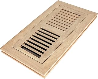 Hardwood White Oak Floor Register, Flush Mount with Frame, 4x10 Inch with Damper, Unfinished