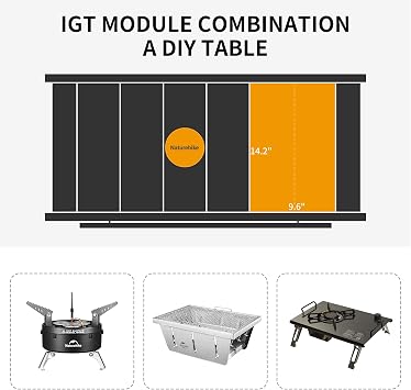 Naturehike Folding IGT Camping Table, Portable IGT Cook System, Ultralight Aluminum Camp Table for Outdoor Picnic Car RV Trip Patio Backyard BBQ