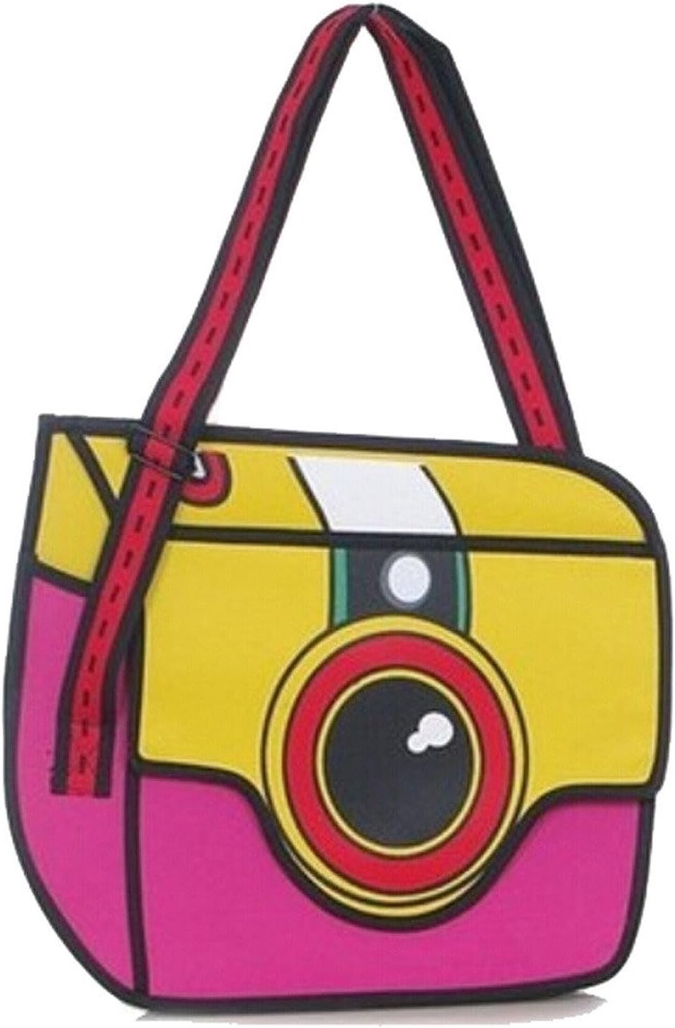 Newtripod 3D Style 2D Drawing Cartoon Paper Bag Comic 3D Messenger Bag for Women and Girls Teens Satchel Handbags with Shoulder Wide Strap School Crossbody Bags for College,Light Blue (Red)