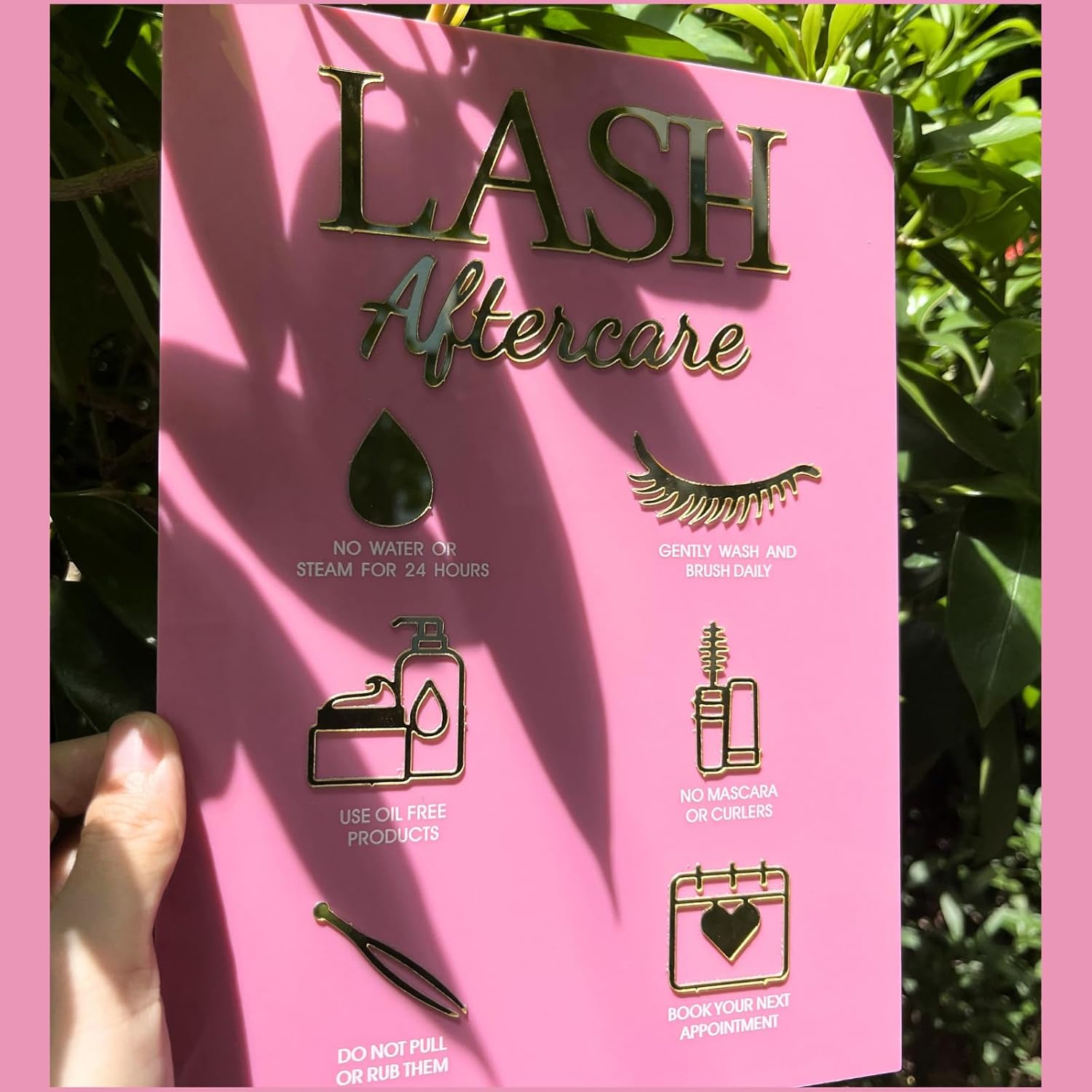 Lash Extension Aftercare Card & Eyelash After care Advice Acrylic Sign