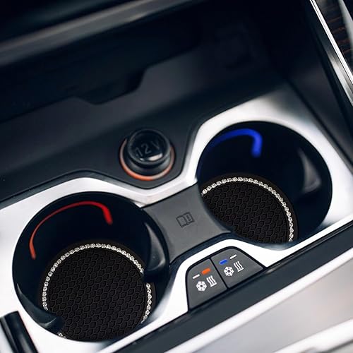 Miniatura 3 de Paquete de 4 posavasos para automóvil, posavasos universales con diamantes de imitación para automóvil, accesorios interiores de automóvil para