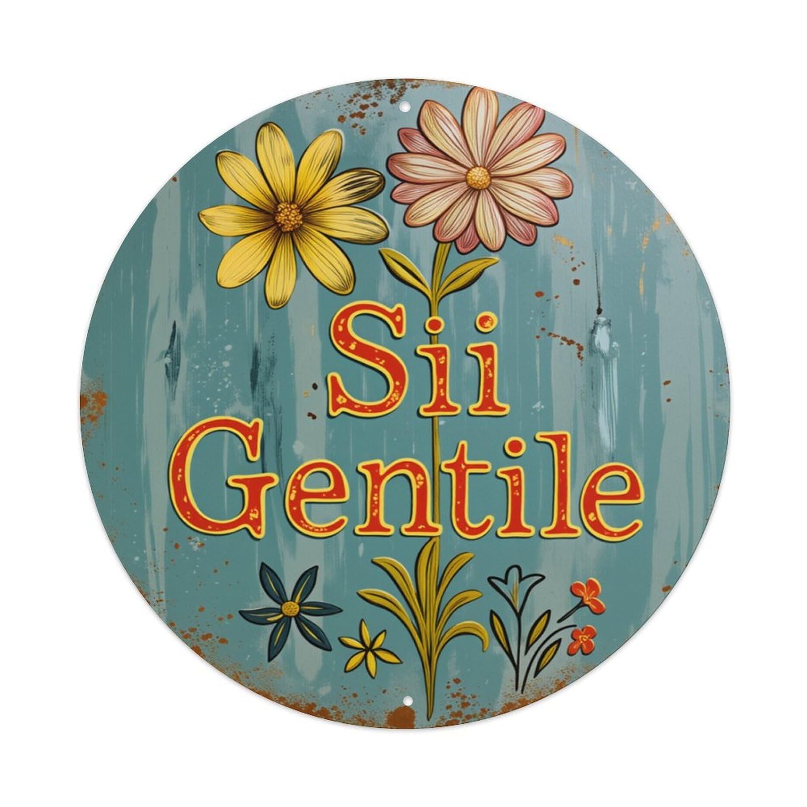 Floral Pattern With Text And Rustic Background Round Tin Sign Retro Metal Sign for Cafe Bar Pub Home Game Room Gym Club Wall Decoration Vintage Metal Poster 8x8 Inch