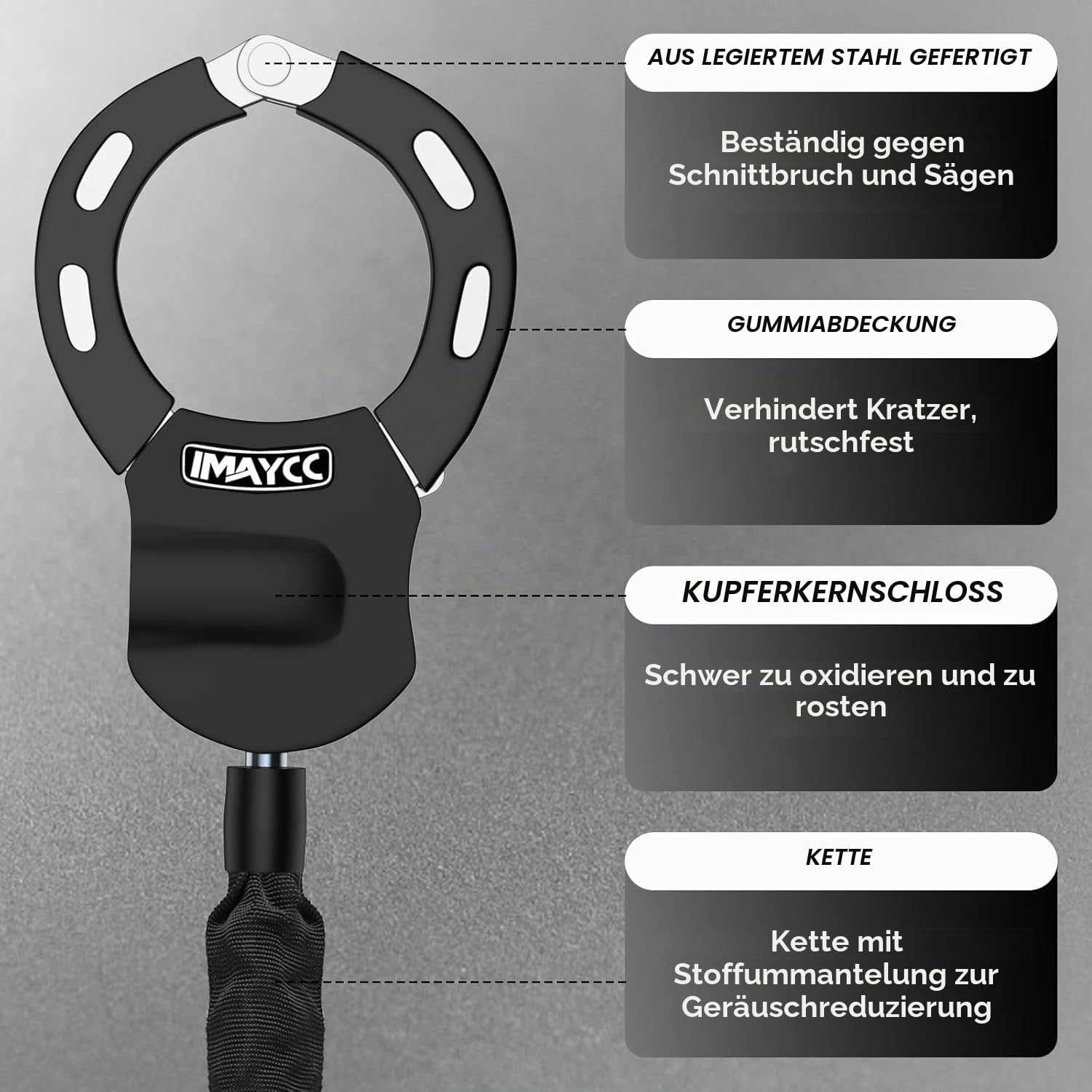 IMAYCC E Scooter Schloss,94cm Handschellenschloss mit Aufhängetasche, Sicheres Fahrradschloss aus gehärtetem Stahl, Diebstahlschutz für E-Scooter, Elektrofahrrad, Motorrad, Roller