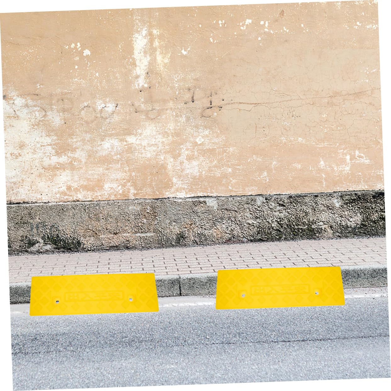 Rampe Soglia Auto 2 Pezzi in Gomma Gialla per Marciapiede