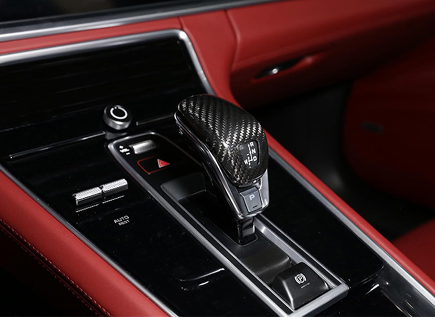 Zorratin Carbon Fiber Gear Shifter Knob Cover Shell Sporty Trim Decal for Porsche 971 Panamera 2017-2024
