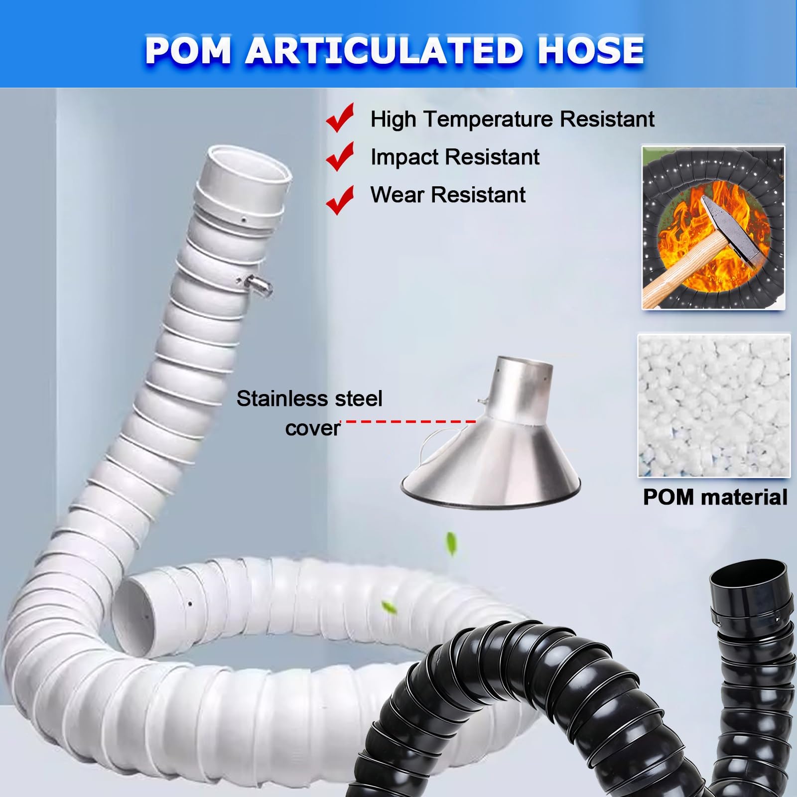 Tubo di aspirazione fumi con braccio regolabile, sistema di filtrazione dell'aria per rimozione di fumo, polvere, saldatura in saldatura e officina