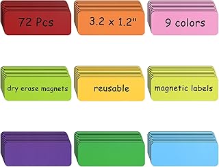 72 Pcs Dry Erase Magnetic Labels, 3.2x1.2 Magnets Name Tags Label Stickers for Whiteboard, Refrigerator, Locker Classroom Office Home