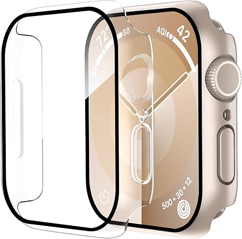 Miniatura 26 de Smiling Paquete de 2 fundas compatibles con Apple Watch Serie 3/Serie 2 de 1.49 pulgadas, protector de pantalla vidrio templado, carcasa rígida